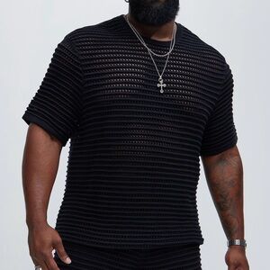 Black Knit / Mesh Tee